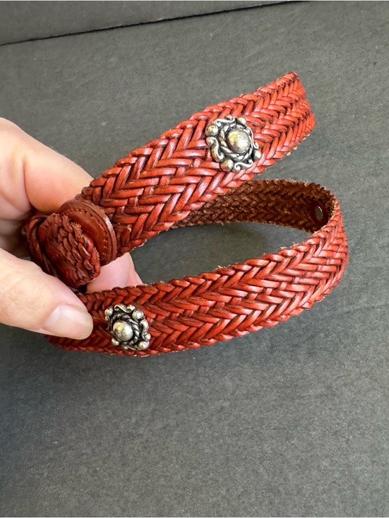 Vintage Brown Woven Leather Belt Braided Western Cowgirl Festival Womens Small‎ main image 10